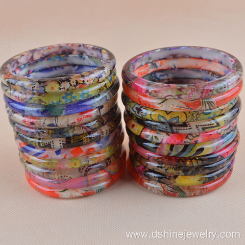 Plastic Bangle With Patterns Printed Resin Bangles For Women